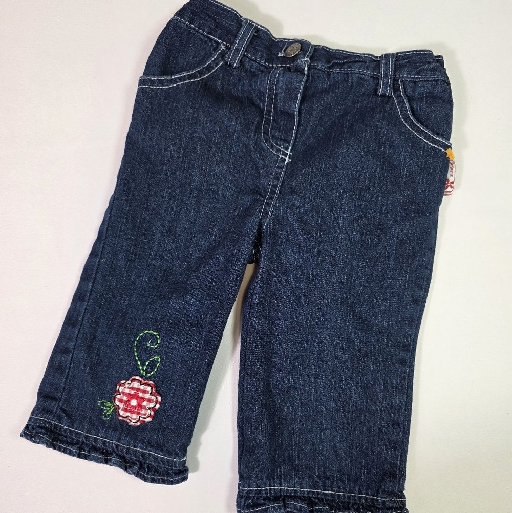 Vintage Y2K Sesame Street Toddler Girls Jeans 2T Embroidered Flower Denim